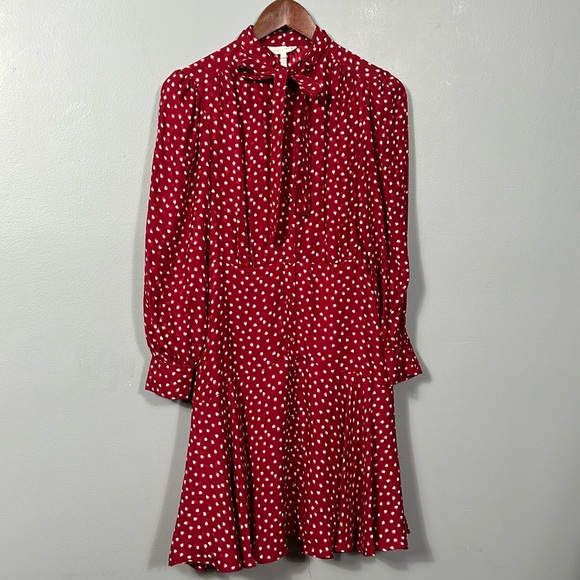 Rebecca Taylor Silk Blurry Heart Red Button Up Dress size 0 - Picture 4 of 17